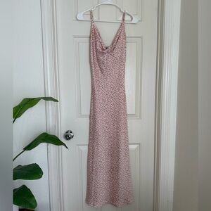 Elegant Pink Floral Maxi Dress